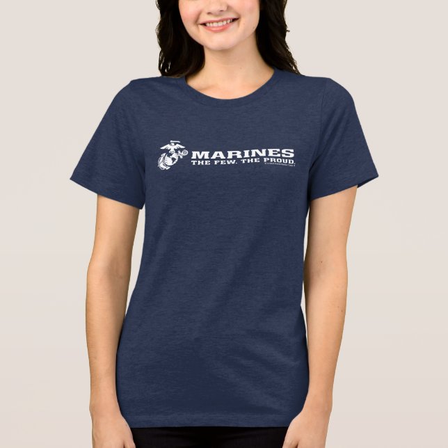 USMC Das Wenige Das stolze Logo - Weiß Tri-Blend Shirt (Vorderseite)