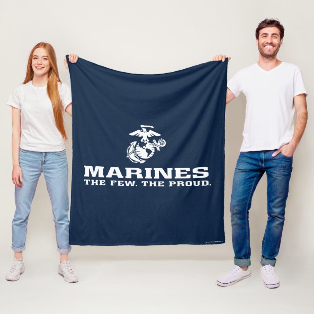 USMC Die wenigen, die das Logo Stack - Weiß Fleecedecke (Beispiel)