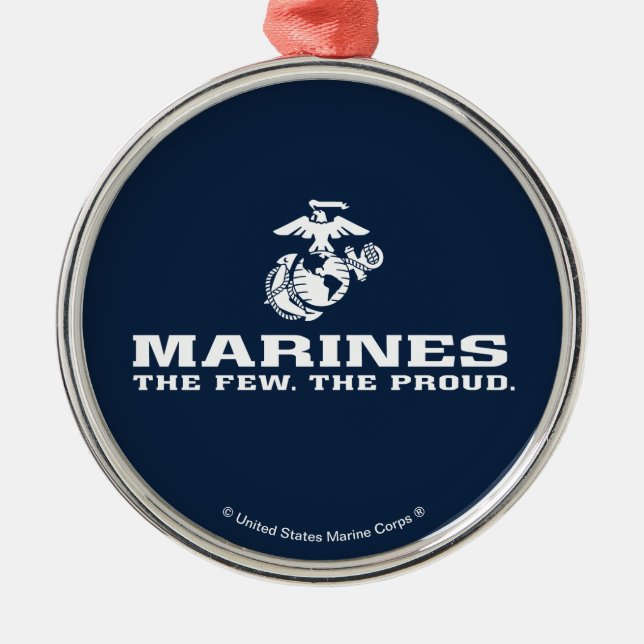 USMC Die wenigen, die das Logo Stack - Weiß Ornament Aus Metall (Vorne)