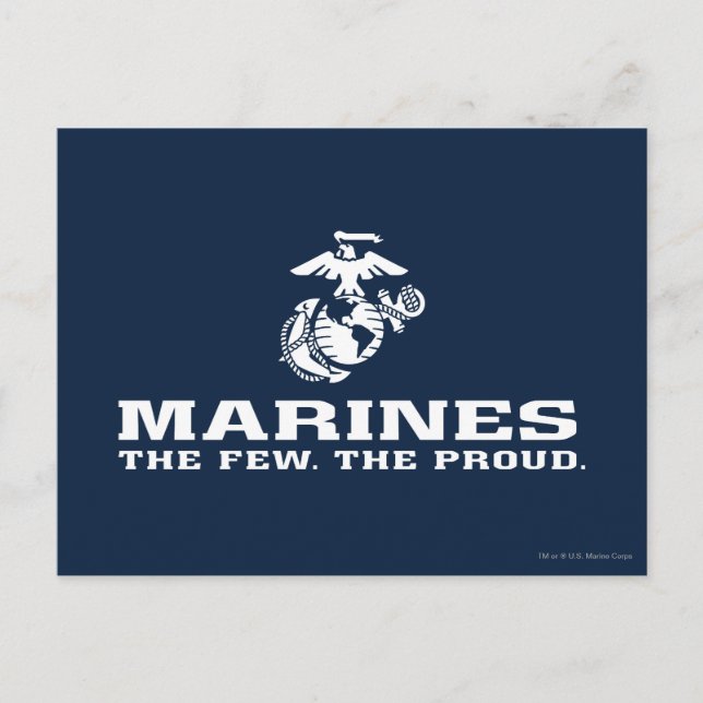 USMC Die wenigen, die das Logo Stack - Weiß Postkarte (Vorderseite)