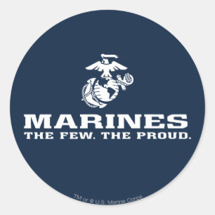 USMC Die wenigen, die das Logo Stack - Weiß Runder Aufkleber