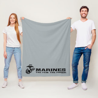 USMC "Die wenigen, die stolz" gestapelte schwarze Fleecedecke