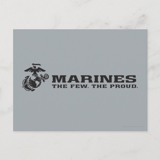 USMC "Die wenigen, die stolz" gestapelte schwarze  Postkarte (Vorderseite)