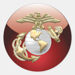 USMC Eagle, Kugel u. Anker (EGA) [3D] Runder Aufkleber