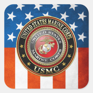 USMC-Emblem [Special Edition] [3D] Quadratischer Aufkleber