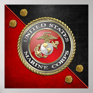 USMC-Emblem und Uniform [3D] Poster