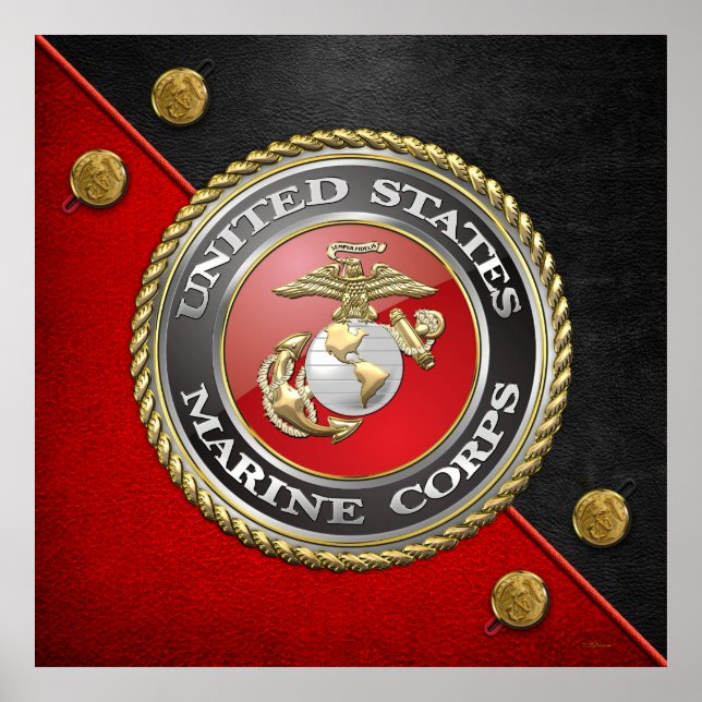 USMC-Emblem und Uniform [3D] Poster (Vorne)