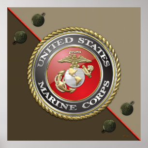 USMC-Emblem und Uniform [3D] Poster