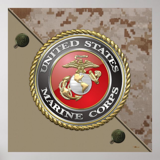 USMC-Emblem und Uniform [3D] Poster (Vorne)