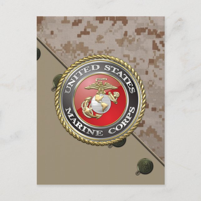 USMC-Emblem und Uniform [3D] Postkarte (Vorderseite)