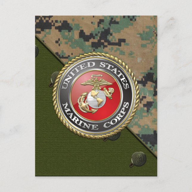 USMC-Emblem und Uniform [3D] Postkarte (Vorderseite)