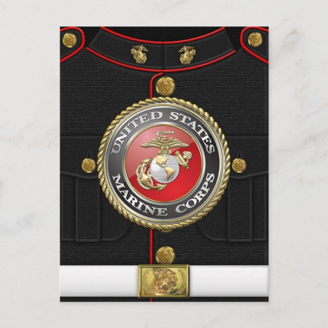 USMC-Emblem und Uniform [3D] Postkarte (Vorderseite)