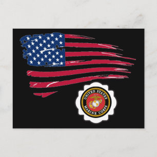 USMC-Emblem und US-Flagge Postkarte