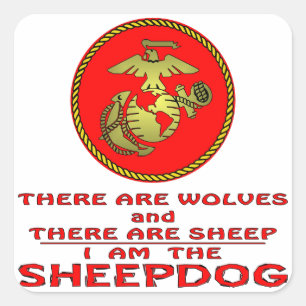 USMC Es gibt Wölfe und Schafe Quadratischer Aufkleber