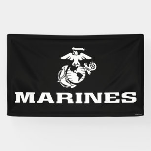 USMC Logo gestapelt - weiß Banner