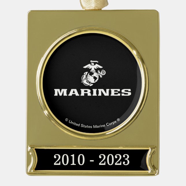 USMC Logo gestapelt - weiß Banner-Ornament Gold (Vorderseite)