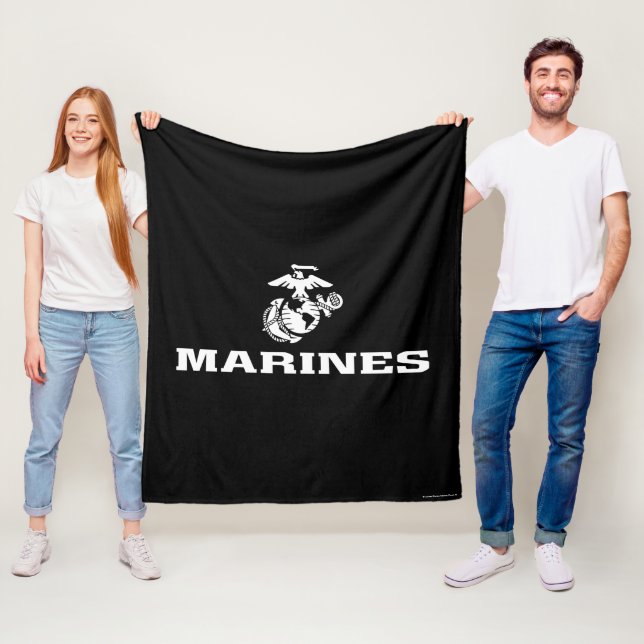USMC Logo gestapelt - weiß Fleecedecke (Beispiel)
