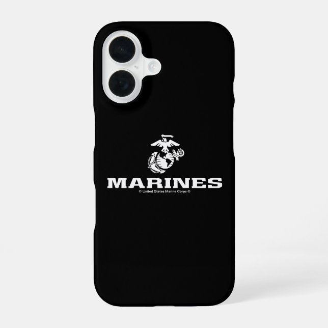 USMC Logo gestapelt - weiß iPhone 16 Hülle (Rückseite)
