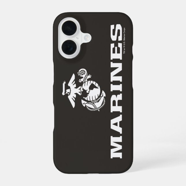 USMC-Logo gestapelt - Weiß iPhone 16 Hülle (Rückseite)