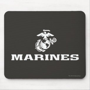 USMC Logo gestapelt - weiß Mousepad