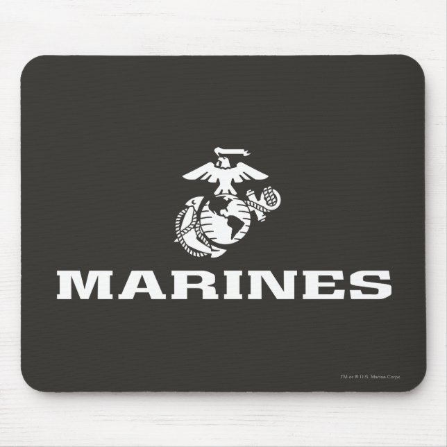 USMC Logo gestapelt - weiß Mousepad (Vorne)