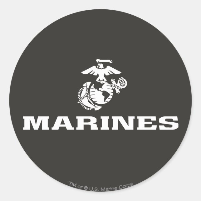 USMC Logo gestapelt - weiß Runder Aufkleber (Vorderseite)