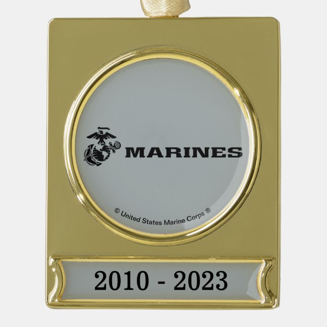 USMC-Logo mit schwarzen Logos Banner-Ornament Gold (Vorderseite)