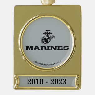 USMC-Logo mit schwarzen Logos Banner-Ornament Gold