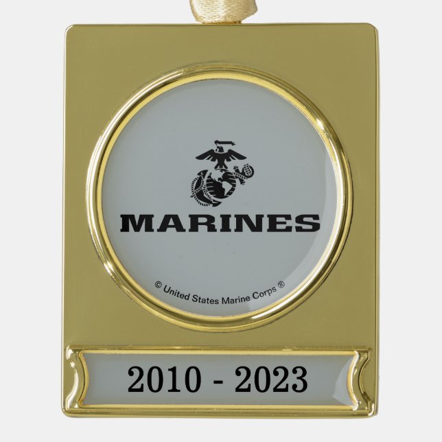 USMC-Logo mit schwarzen Logos Banner-Ornament Gold (Vorderseite)