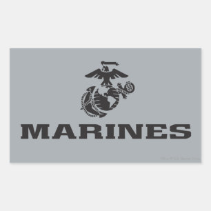 USMC-Logo mit schwarzen Logos Rechteckiger Aufkleber