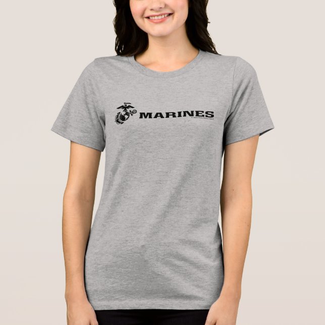 USMC-Logo mit schwarzen Logos Tri-Blend Shirt (Vorderseite)