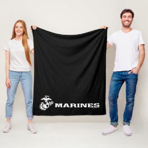 USMC-Logo - Weiß Fleecedecke