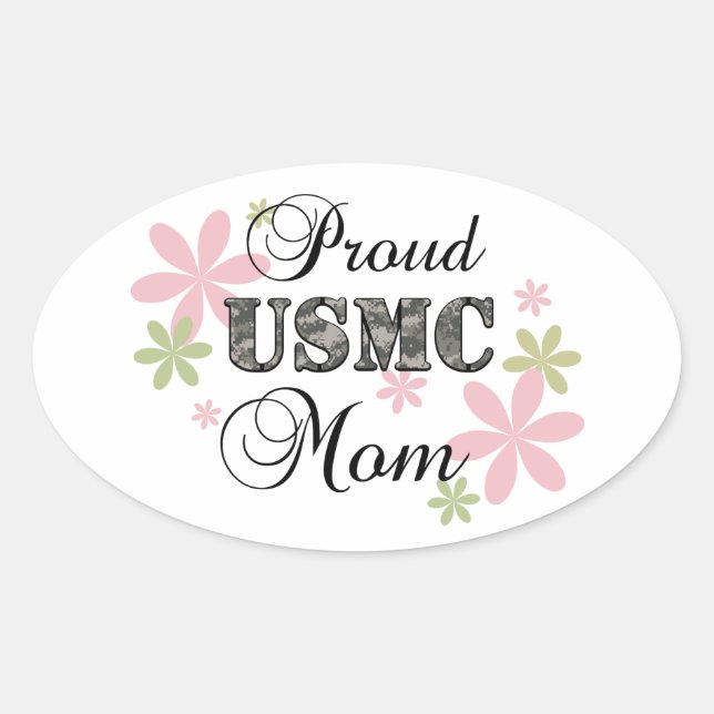 USMC-Mama [fl-Camouflage] Ovaler Aufkleber (Vorderseite)