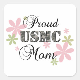 USMC-Mama [fl-Camouflage] Quadratischer Aufkleber