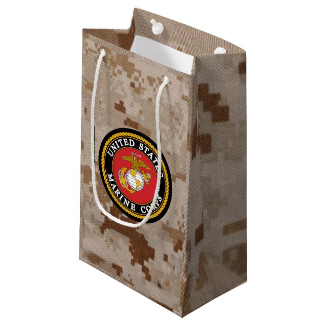 USMC Marine Corps Geschenktaschen - Digitale Camou Kleine Geschenktüte (Vorderseite Schrägansicht)