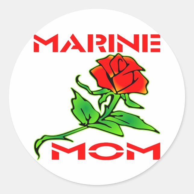 USMC Marine Mama Rose Runder Aufkleber (Vorderseite)