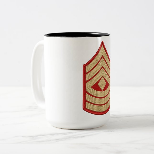 USMC Master Sergeant Dienstgradabzeichen Kaffeetas Zweifarbige Tasse (Vorderseite Links)