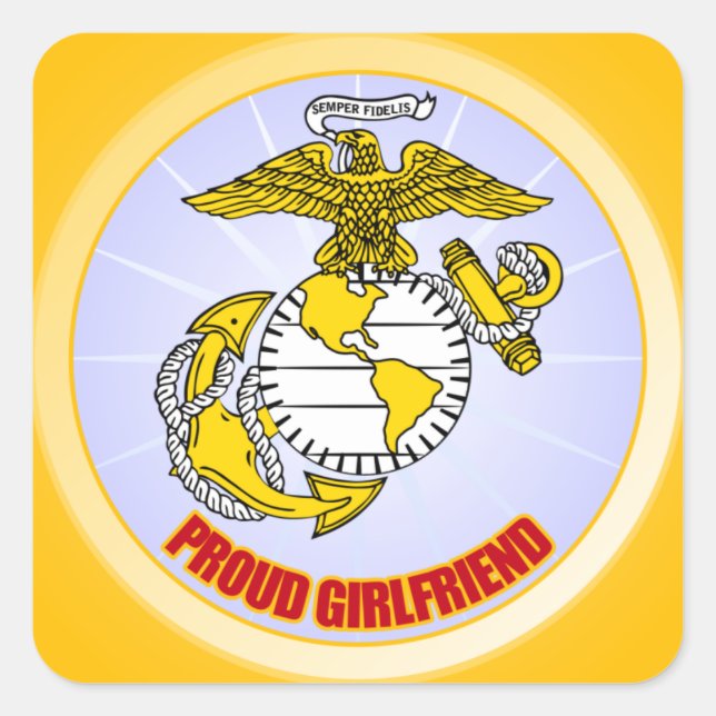USMC Proud Girlfriend Quadratischer Aufkleber (Vorderseite)
