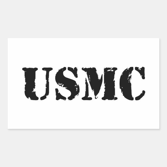 USMC [Schablonentext] Rechteckiger Aufkleber (Vorderseite)