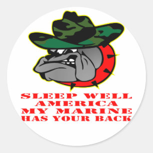 Usmc-Schlaf-Brunnen Amerika mein Marinesoldat hat Runder Aufkleber