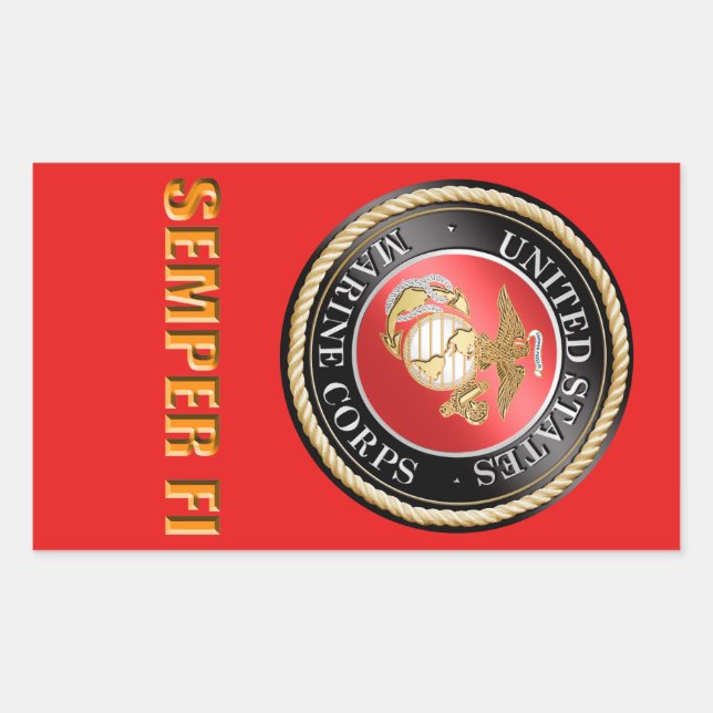 USMC Semper Fi Rechteckiger Aufkleber (Vorderseite)