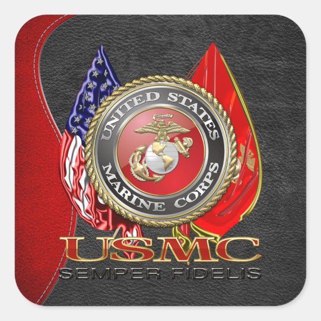 USMC Semper Fi [Special Edition] [3D] Quadratischer Aufkleber (Vorderseite)