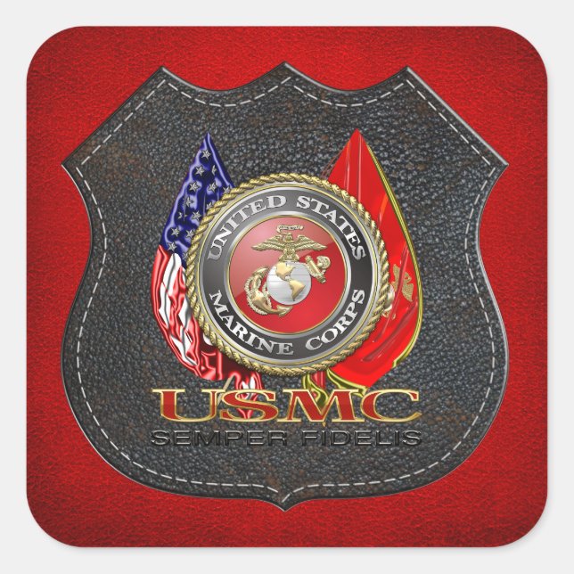 USMC Semper Fi [Special Edition] [3D] Quadratischer Aufkleber (Vorderseite)