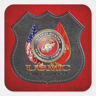 USMC Semper Fi [Special Edition] [3D] Quadratischer Aufkleber