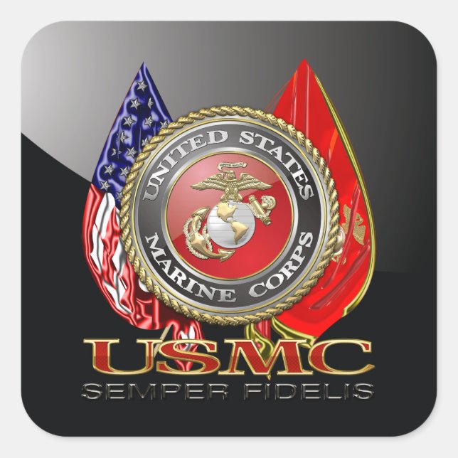 USMC Semper Fi [Special Edition] [3D] Quadratischer Aufkleber (Vorderseite)