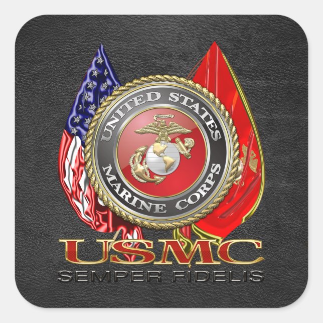 USMC Semper Fi [Special Edition] [3D] Quadratischer Aufkleber (Vorderseite)