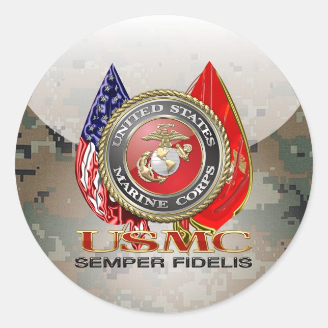 USMC Semper Fi [Special Edition] [3D] Runder Aufkleber (Vorderseite)
