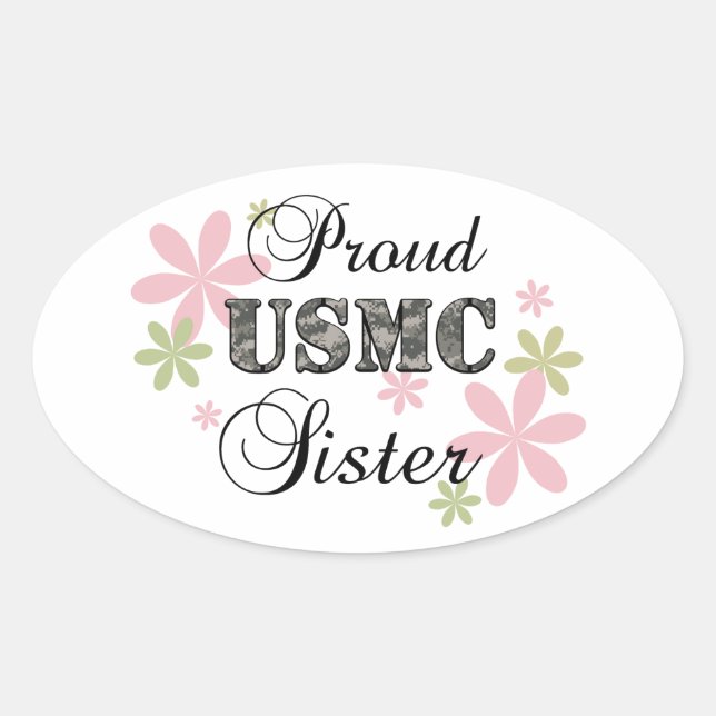 USMC Sister [fl Camouflage] Ovaler Aufkleber (Vorderseite)