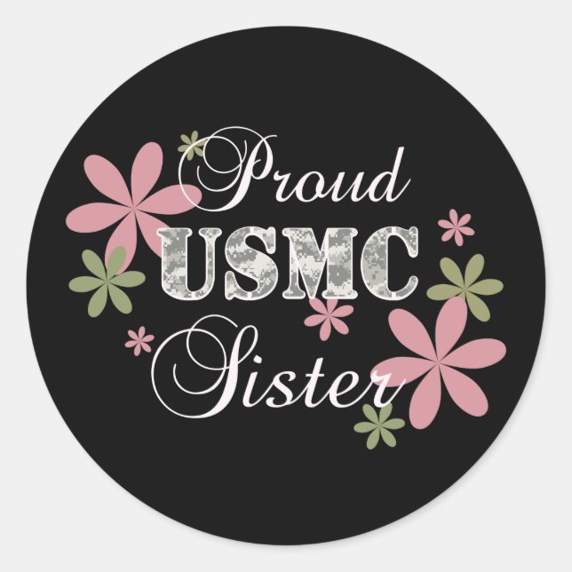 USMC Sister [fl Camouflage] Runder Aufkleber (Vorderseite)