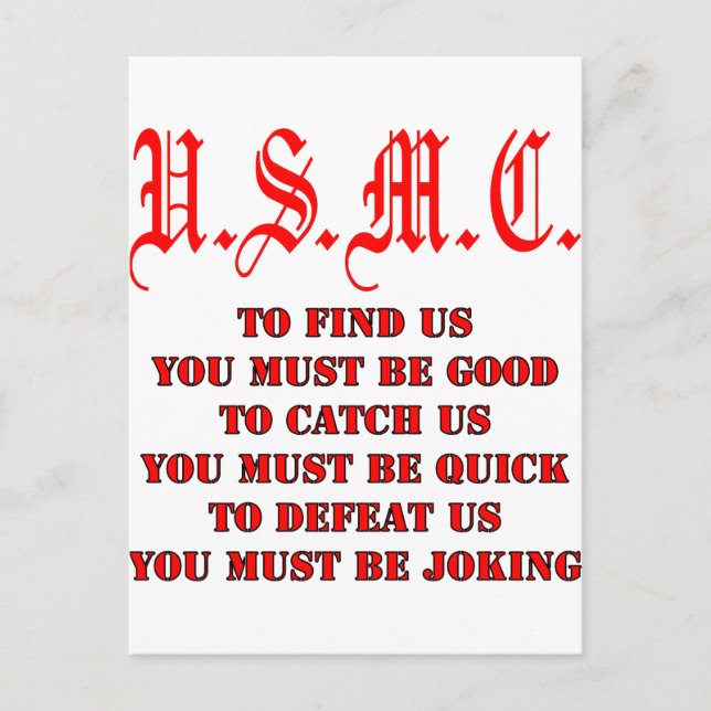 USMC, um Fang oder Niederlage zu finden Postkarte (Vorderseite)